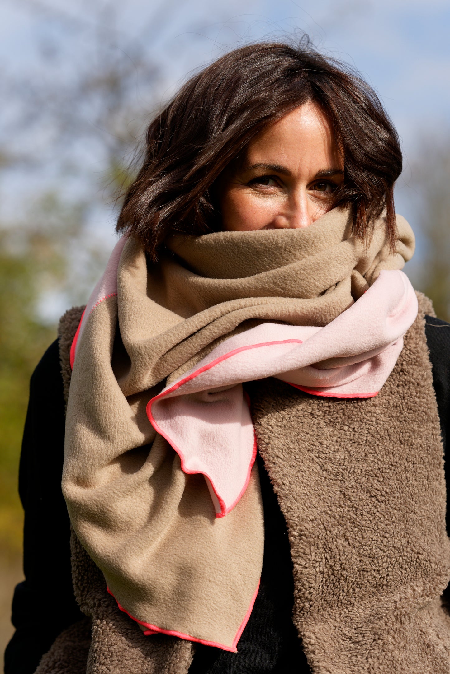 Fleeceschal 'Mari' (Beige/Rosé)