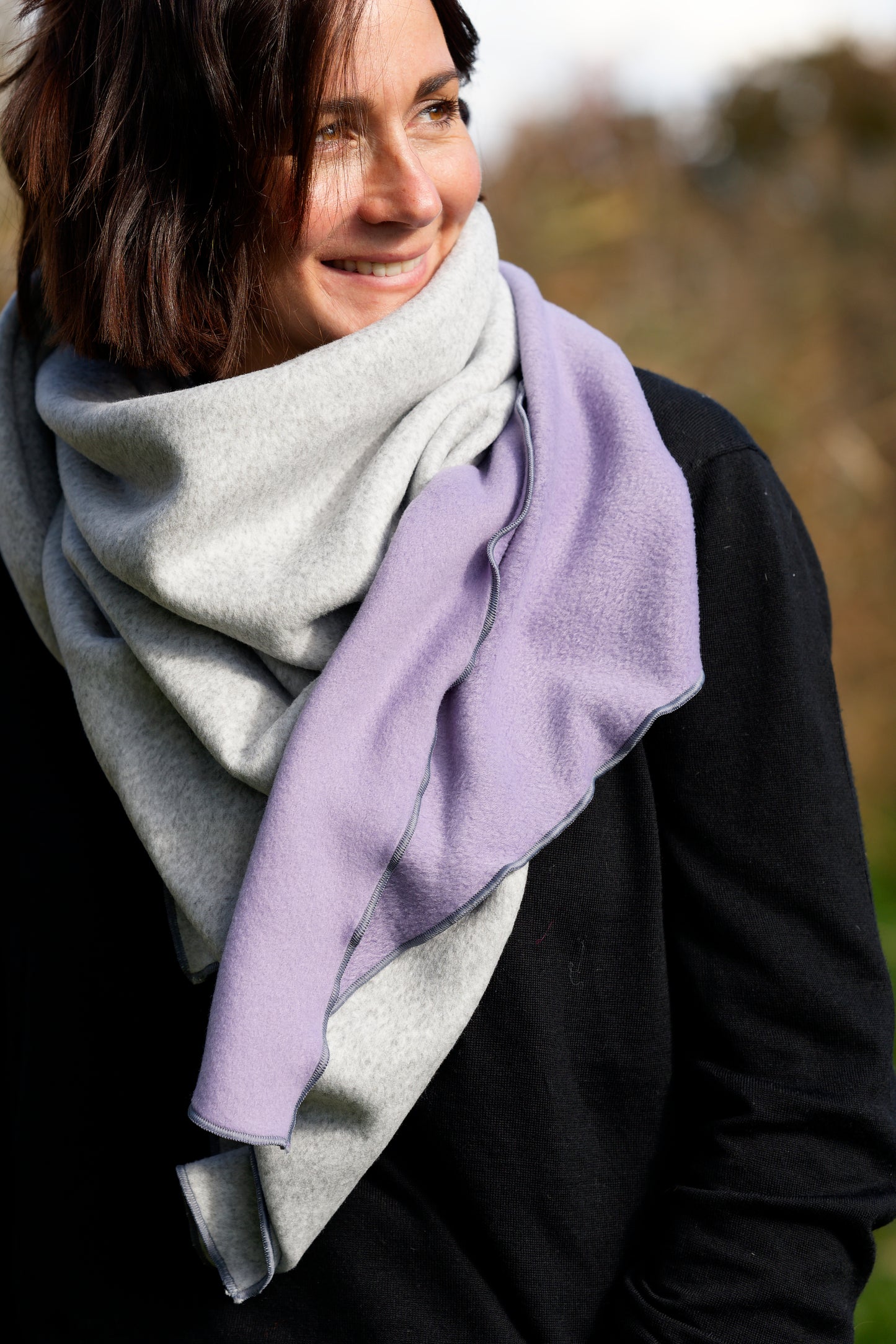 Fleeceschal 'Mari' (Hellgrau/Flieder)