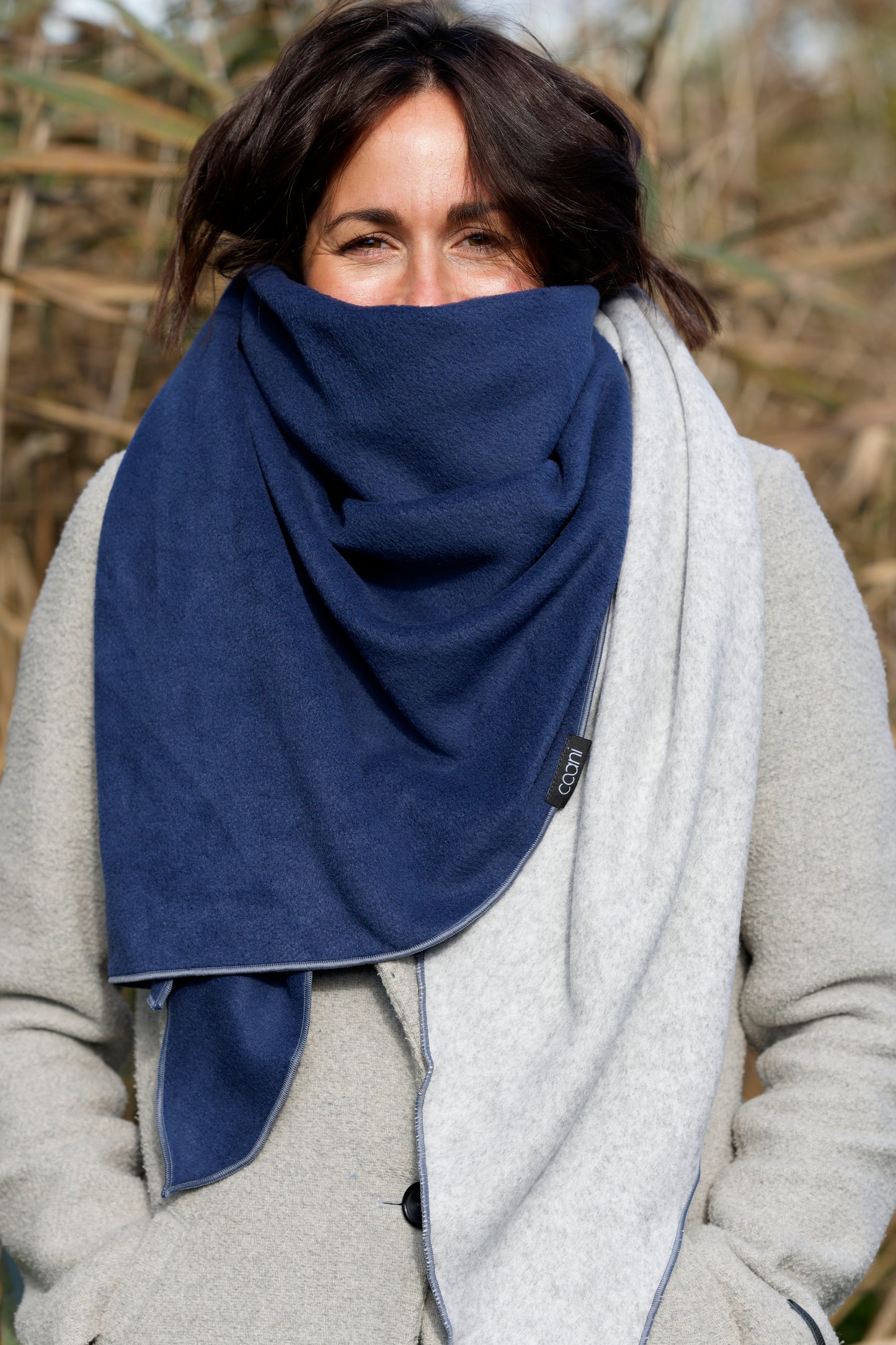 Fleeceschal 'Mari' (Blau/Hellgrau)