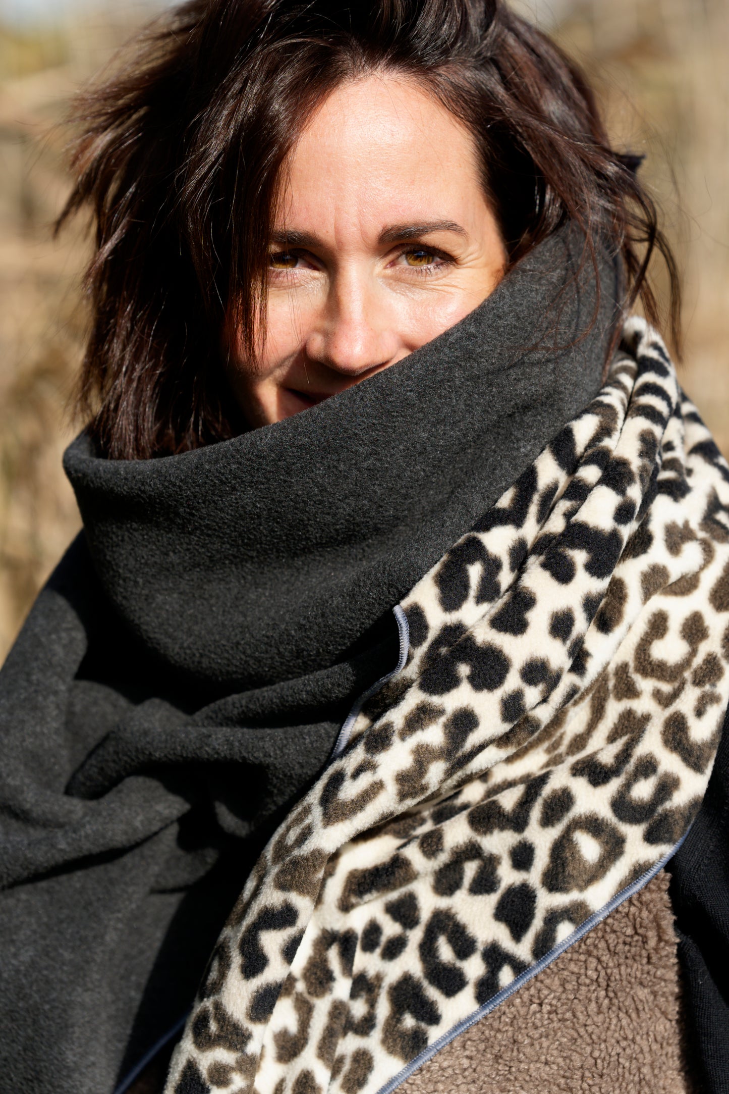 Fleeceschal 'Mari' (Anthrazitmelange/Leo)