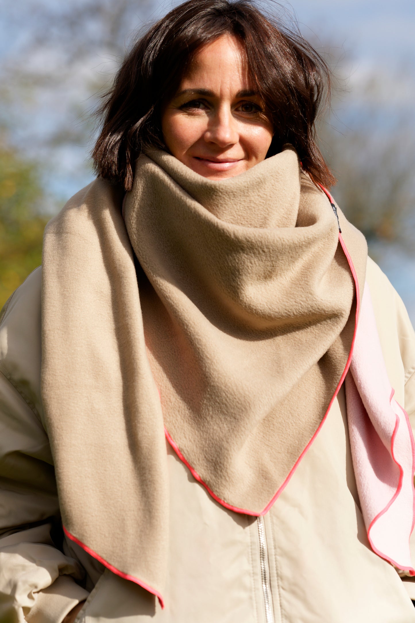 Fleeceschal 'Mari' (Beige/Rosé)