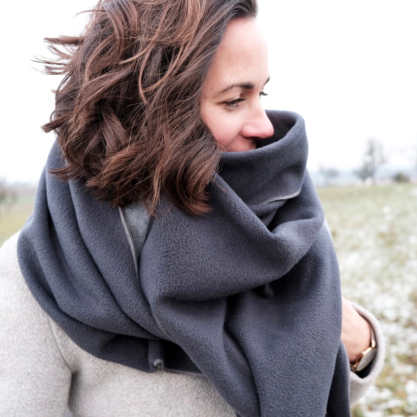 Fleeceschal 'Mari' (Navy/Graumelange)